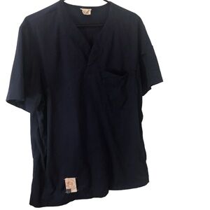 Koi mens Maxx dark blue hospital scrub top with pen holder pocket arm sleeves M